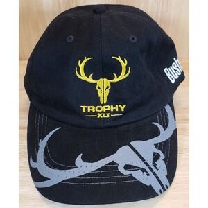 Bushnell Trophy XLT Black Baseball Cap Hat Embroidered Deer Skull Adjustable Men